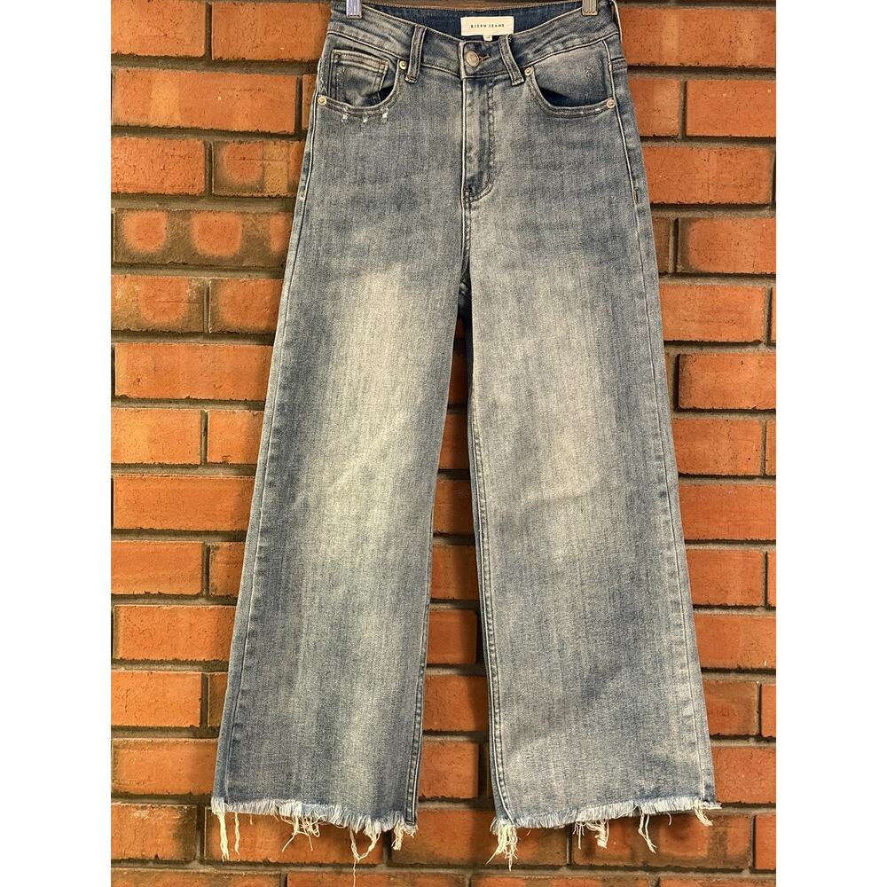 RISEN Jeans Women’s Size 1/25 High Rise Straight Leg Raw Hem Cropped Denim